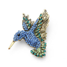 Загрузить изображение в средство просмотра галереи, Pink Blue Rhinestone Hummingbird Brooch