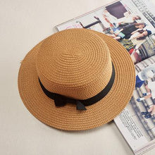 Load image into Gallery viewer, Panama hat with flat brim and bow