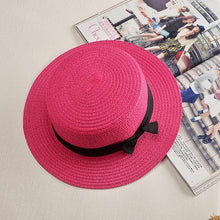 Load image into Gallery viewer, Panama hat with flat brim and bow
