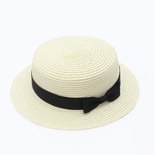 Load image into Gallery viewer, Panama hat with flat brim and bow