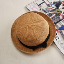 Load image into Gallery viewer, Panama hat with flat brim and bow