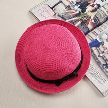 Load image into Gallery viewer, Panama hat with flat brim and bow