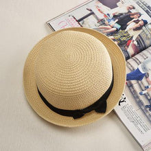 Load image into Gallery viewer, Panama hat with flat brim and bow