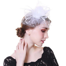 Load image into Gallery viewer, Flower Net Ribbon Feather Cocktail Headdress