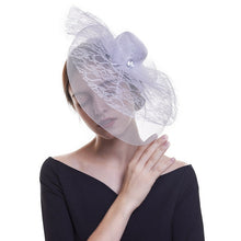 Load image into Gallery viewer, Flower Net Ribbon Feather Cocktail Headdress