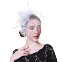 Load image into Gallery viewer, Flower Net Ribbon Feather Cocktail Headdress