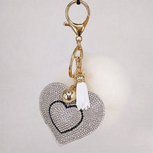 Load image into Gallery viewer, Pompom rhinestone heart-shaped key ring