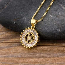 Load image into Gallery viewer, Hot Sale Women Girls Initial Letter Necklace 26 Letters Charm Gold Name Necklace Pendant Top Quality Copper Zircon Jewelry Gift