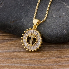 Load image into Gallery viewer, Hot Sale Women Girls Initial Letter Necklace 26 Letters Charm Gold Name Necklace Pendant Top Quality Copper Zircon Jewelry Gift
