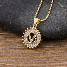 Load image into Gallery viewer, Hot Sale Women Girls Initial Letter Necklace 26 Letters Charm Gold Name Necklace Pendant Top Quality Copper Zircon Jewelry Gift