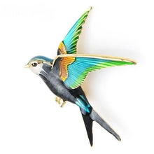Load image into Gallery viewer, Enamel Flying Swallow Brooch