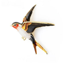Load image into Gallery viewer, Enamel Flying Swallow Brooch