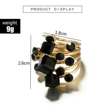 Load image into Gallery viewer, Vintage black rhinestone open ring