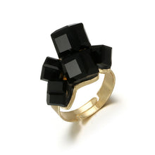 Load image into Gallery viewer, Vintage black rhinestone open ring