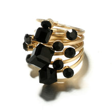 Load image into Gallery viewer, Vintage black rhinestone open ring