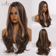 Загрузить изображение в средство просмотра галереи, Dark brown light gold platinum long wavy center wig