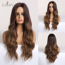 Загрузить изображение в средство просмотра галереи, Dark brown light gold platinum long wavy center wig