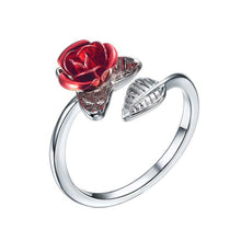 Load image into Gallery viewer, Red rose open ring
