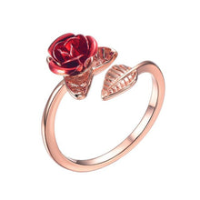 Load image into Gallery viewer, Red rose open ring