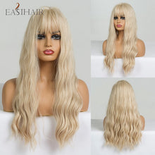 Загрузить изображение в средство просмотра галереи, Dark brown light gold platinum long wavy center wig