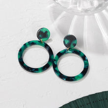 Загрузить изображение в средство просмотра галереи, Green Acrylic Geometric Dangle Gold Earrings