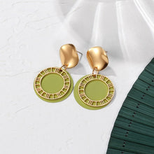 Загрузить изображение в средство просмотра галереи, Green Acrylic Geometric Dangle Gold Earrings