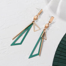 Загрузить изображение в средство просмотра галереи, Green Acrylic Geometric Dangle Gold Earrings
