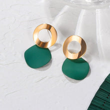 Загрузить изображение в средство просмотра галереи, Green Acrylic Geometric Dangle Gold Earrings