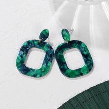 Загрузить изображение в средство просмотра галереи, Green Acrylic Geometric Dangle Gold Earrings