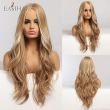 Загрузить изображение в средство просмотра галереи, Dark brown light gold platinum long wavy center wig