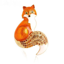Load image into Gallery viewer, Rhinestone Enamel Fox Brooch