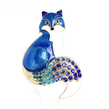 Load image into Gallery viewer, Rhinestone Enamel Fox Brooch