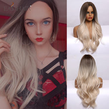 Загрузить изображение в средство просмотра галереи, Dark brown light gold platinum long wavy center wig
