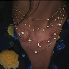 Load image into Gallery viewer, Fashion golden crystal star necklace