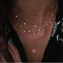 Load image into Gallery viewer, Fashion golden crystal star necklace