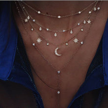 Load image into Gallery viewer, Fashion golden crystal star necklace