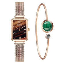 Load image into Gallery viewer, Fashion Square Watch Bracelet Set Green Dial