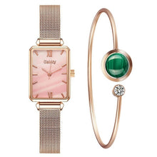 Load image into Gallery viewer, Fashion Square Watch Bracelet Set Green Dial