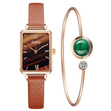 Load image into Gallery viewer, Fashion Square Watch Bracelet Set Green Dial