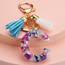 Load image into Gallery viewer, Fashion tassel A-Z letter keychain