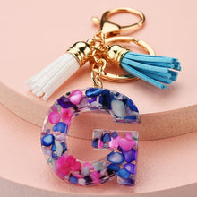 Load image into Gallery viewer, Fashion tassel A-Z letter keychain