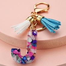 Load image into Gallery viewer, Fashion tassel A-Z letter keychain