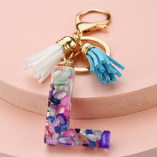 Load image into Gallery viewer, Fashion tassel A-Z letter keychain