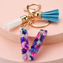 Load image into Gallery viewer, Fashion tassel A-Z letter keychain