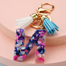 Load image into Gallery viewer, Fashion tassel A-Z letter keychain