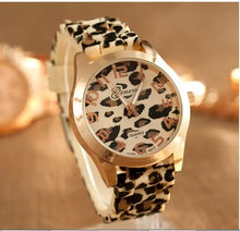 Load image into Gallery viewer, Geneva Watch Leopard Print Silicone Watch