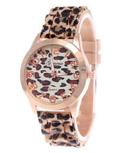 Load image into Gallery viewer, Geneva Watch Leopard Print Silicone Watch