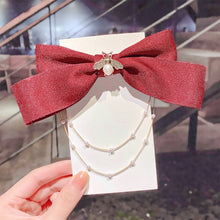 Load image into Gallery viewer, Bow tie pearl chain hairpin