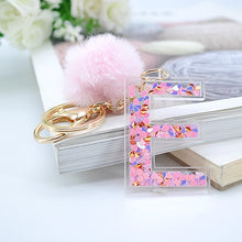 Load image into Gallery viewer, Sequin hollow letter keychain
