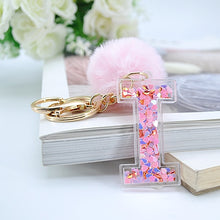 Load image into Gallery viewer, Sequin hollow letter keychain